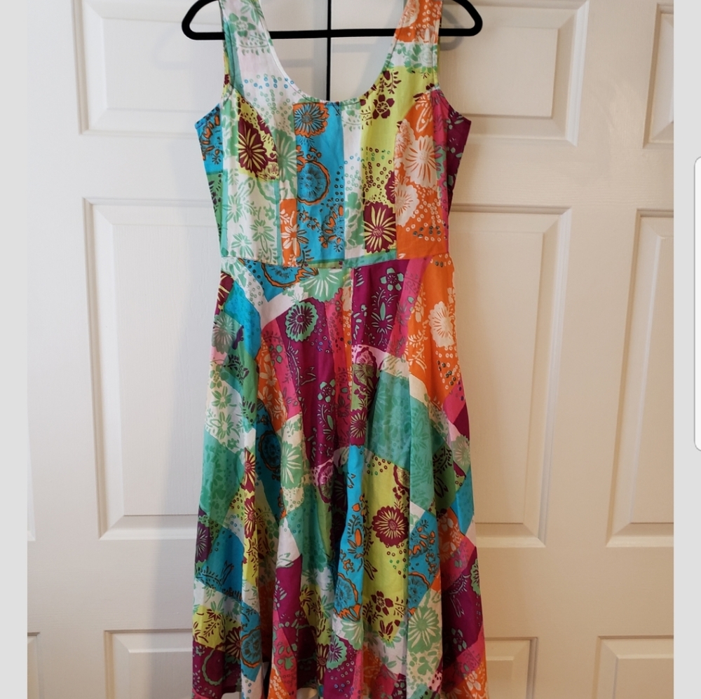 Unique Floral Patchwork Summer Midi Dress